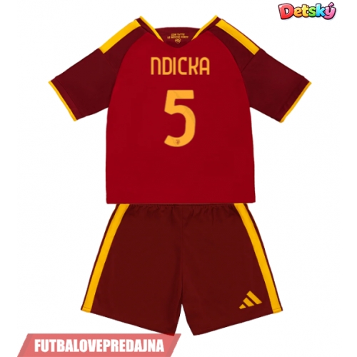 Lacne Dětský Futbalové dres AS Roma Evan Ndicka #5 2026-27 Krátky Rukáv - Domáci (+ trenírky)